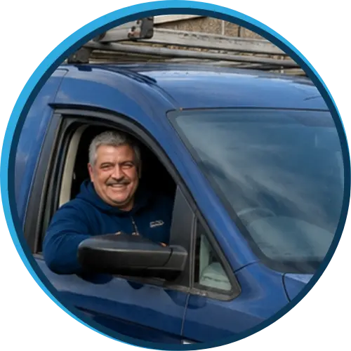 builder Richie from Carlow in his insured VW Caddy van